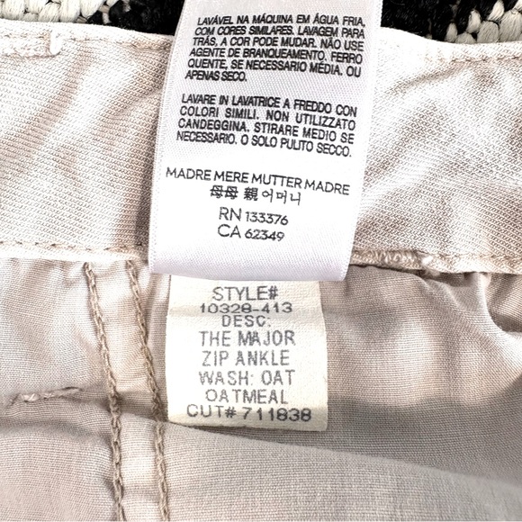 Mother The Major Zip Ankle Pant in Chalk It Up Oat Oatmeal Size 28 - Picture 13 of 16